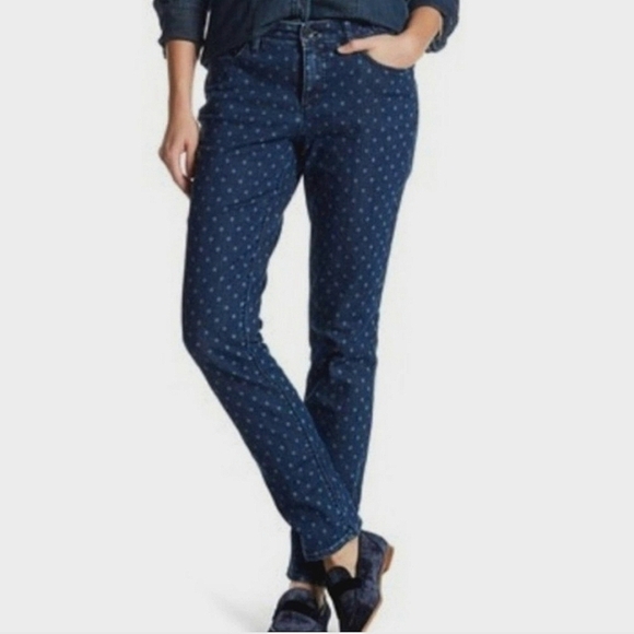 LANDS END Mid Rise Straight Leg Polka Dot Jeans - Picture 1 of 13